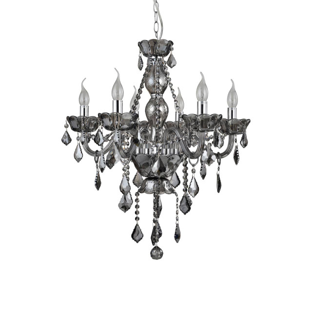 premier housewares Murano Smoked Chrome And Crystal Chandelier