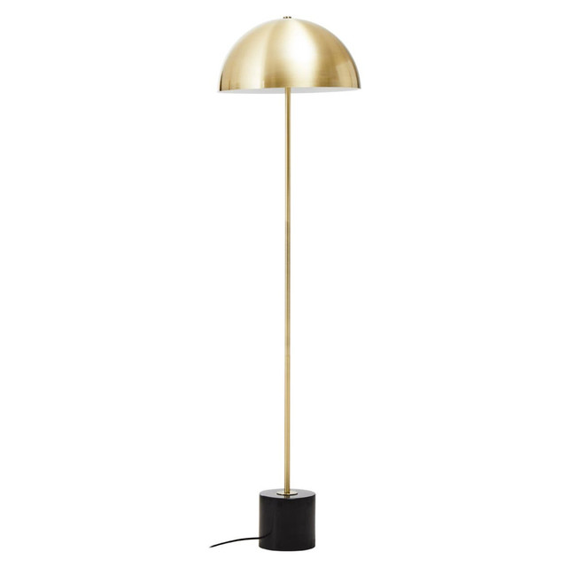 Premier Housewares Murdoch Brushed Brass Floor Lamp With Black Marble Base