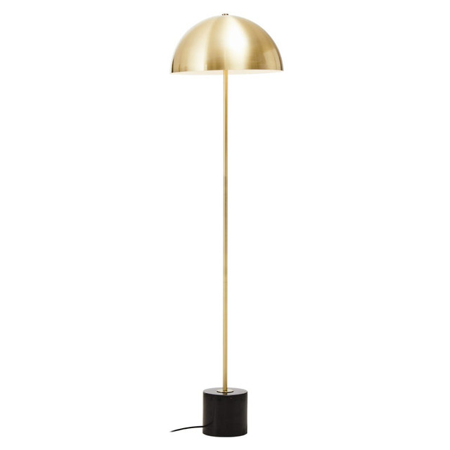 Premier Housewares Murdoch Brushed Brass Floor Lamp With Black Marble Base