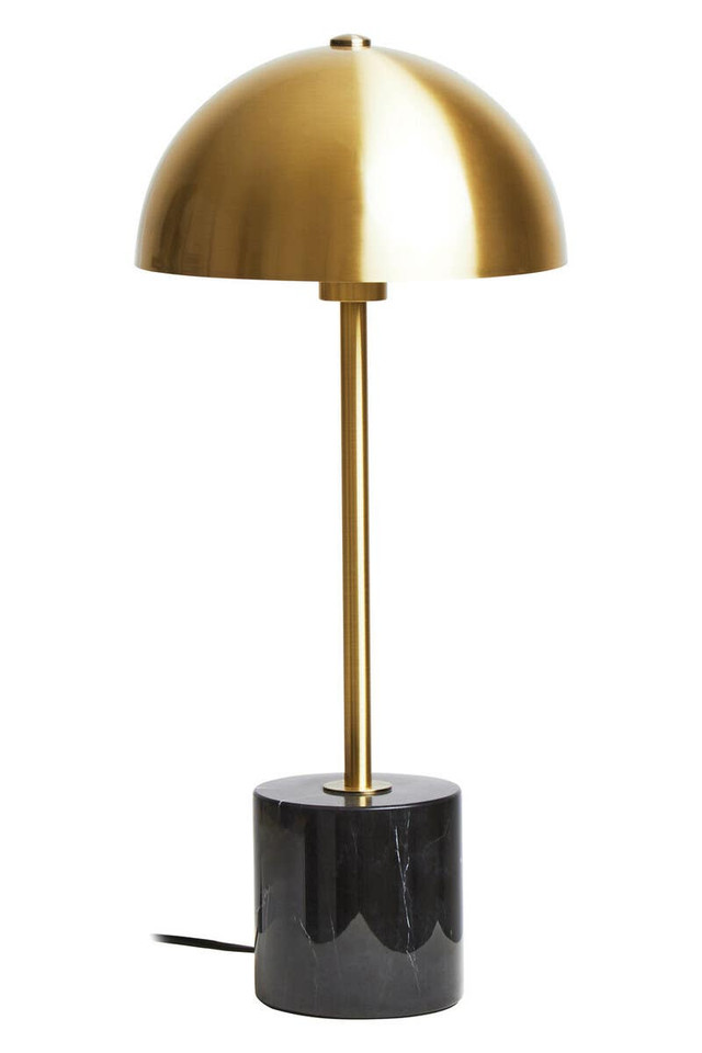 Premier Housewares Murdoch Brushed Brass Table Lamp With Black Marble Base
