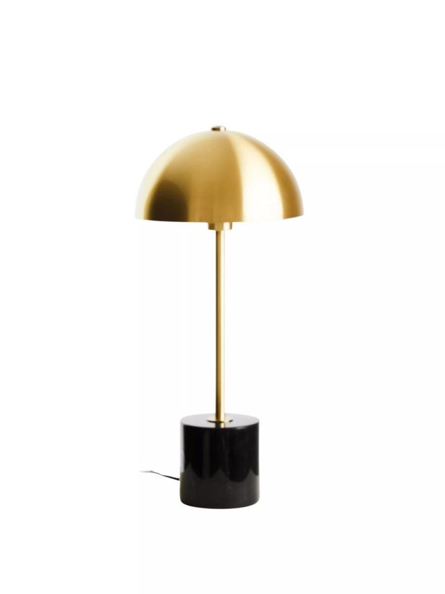 premier housewares Murdoch Brushed Brass Table Lamp with Black Marble Base