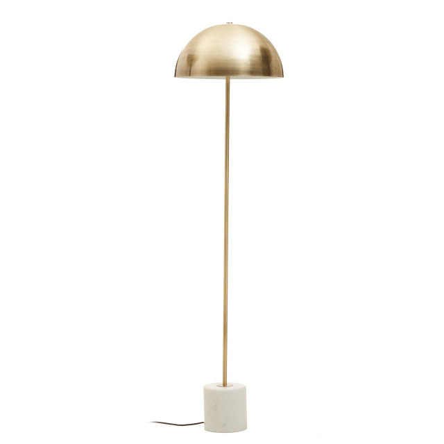 Premier Housewares Murdoch Floor Lamp In Brushed Brass And Marble Base