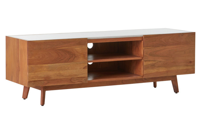 Premier Housewares Myan 2 Door White Marble Media Unit
