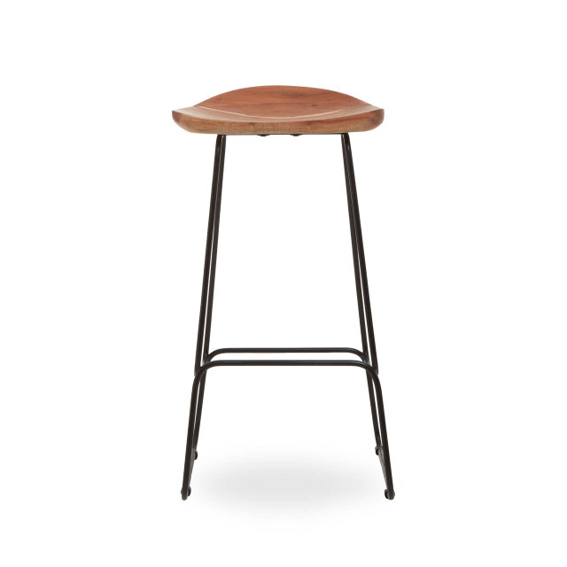 premier housewares Nandri Acacia Wood and Black Frame Bar Stool