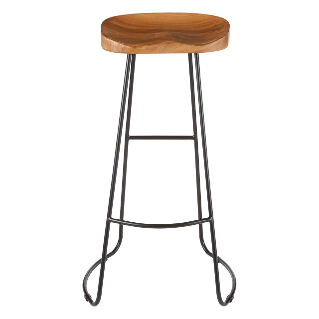 Premier Housewares Nandri Acacia Wood Seat Bar Stool