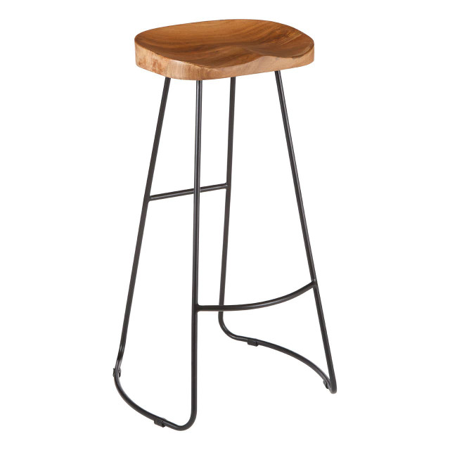 Premier Housewares Nandri Acacia Wood Seat Bar Stool