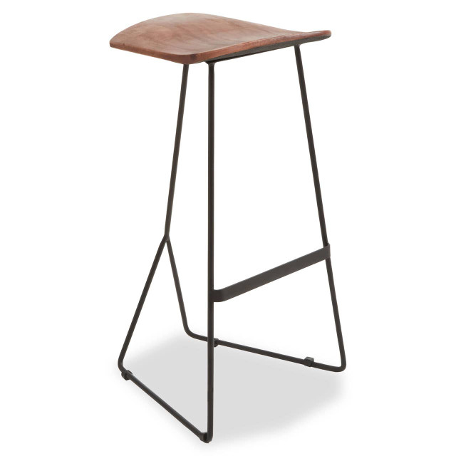 Premier Housewares Nandri Acacia Wood With Black Frame Bar Stool