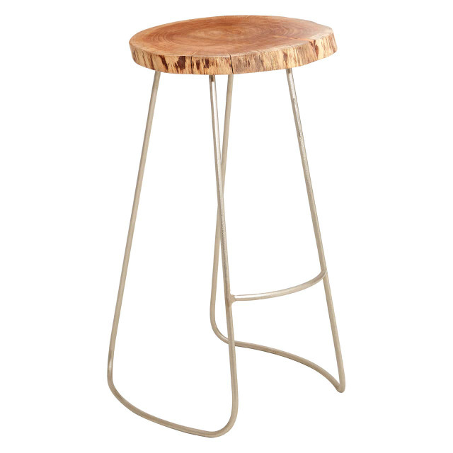 Premier Housewares Nandri Round Acacia Wood Bar Stool