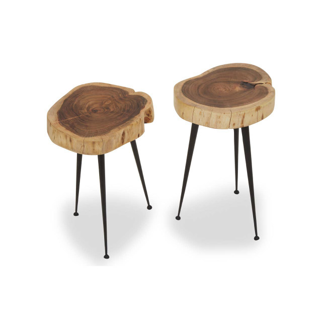 Premier Housewares Nandri Set Of 2 Acacia Wood Side Tables