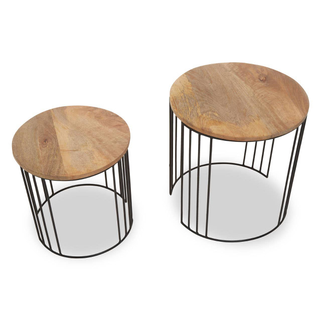 Premier Housewares Nandri Set Of 2 Mango Wood Side Tables