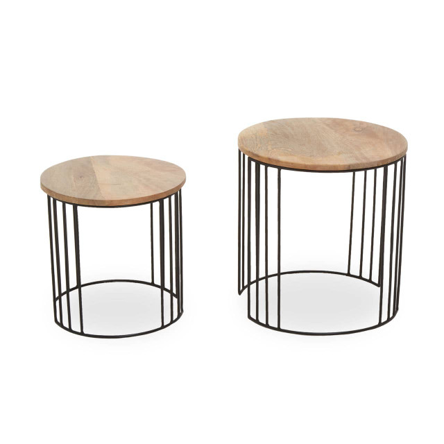 premier housewares Nandri Set Of 2 Mango Wood Side Tables