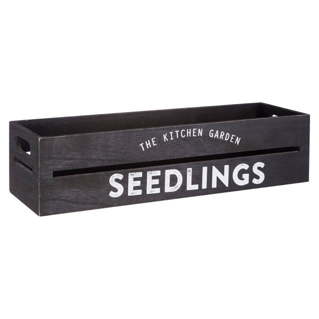 Premier Housewares Naresso Black Wood Planter And Herb Crate