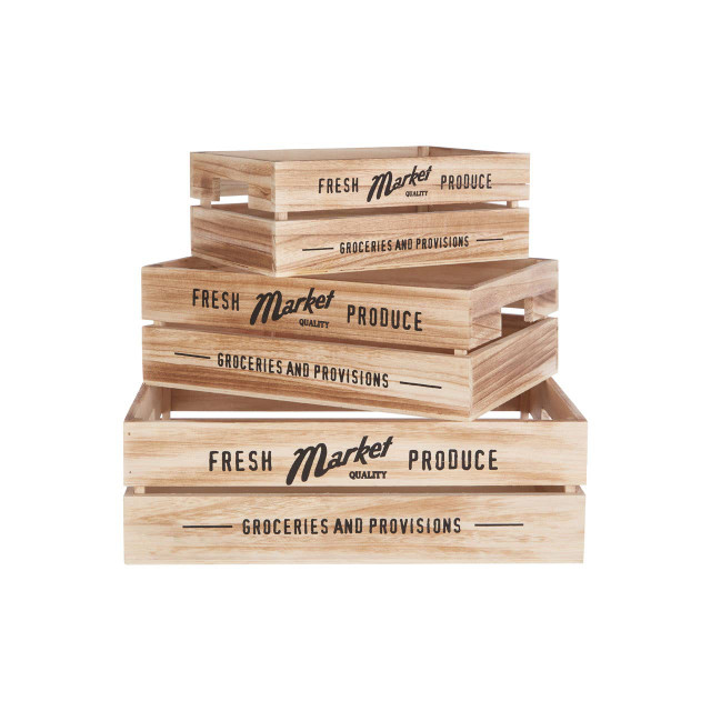 premier housewares Naresso Natural Wood Set of 3 Provision Crates