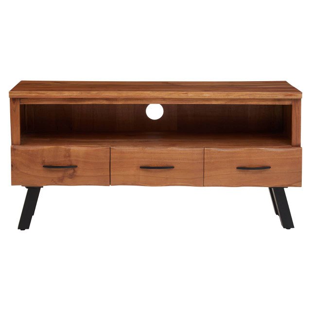premier housewares Nashik Three Drawer Acacia Media Unit