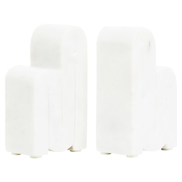Premier Housewares Nason Set Of 2 White Marble Bookends