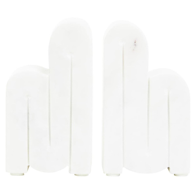 premier housewares Nason Set Of 2 White Marble Bookends