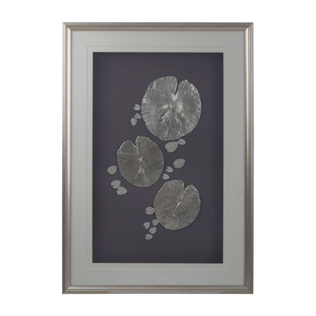 Premier Housewares Nason Silver Leaf Design Framed Wall Art