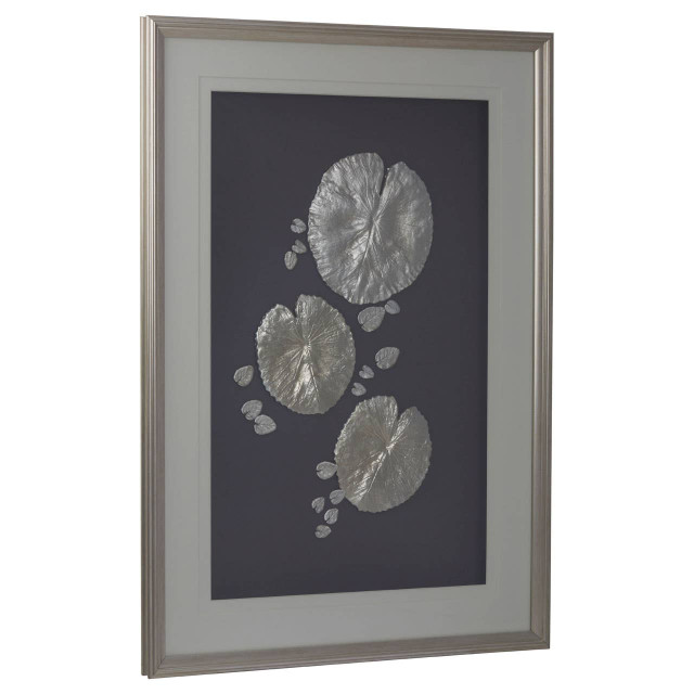 Premier Housewares Nason Silver Leaf Design Framed Wall Art