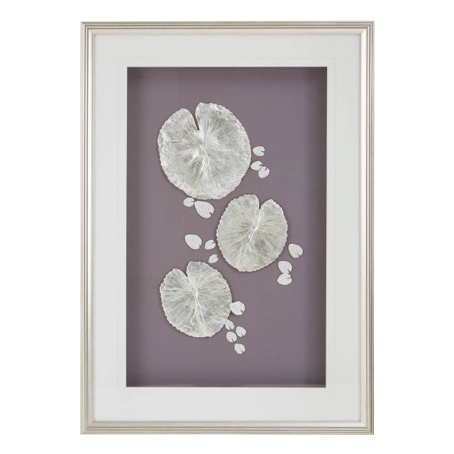 Premier Housewares Nason Silver Leaf Design Wall Art With Wooden Frame