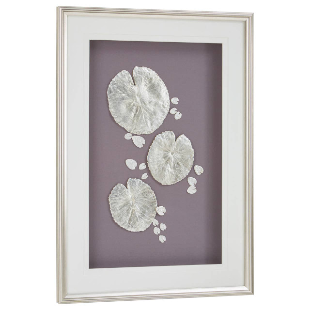 Premier Housewares Nason Silver Leaf Design Wall Art With Wooden Frame