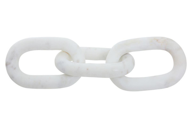 Premier Housewares Nason White Marble Three Link Chain Sculpture