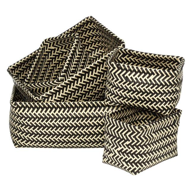 premier housewares Nautical Set Of Five Black And White Woven Storage Baskets