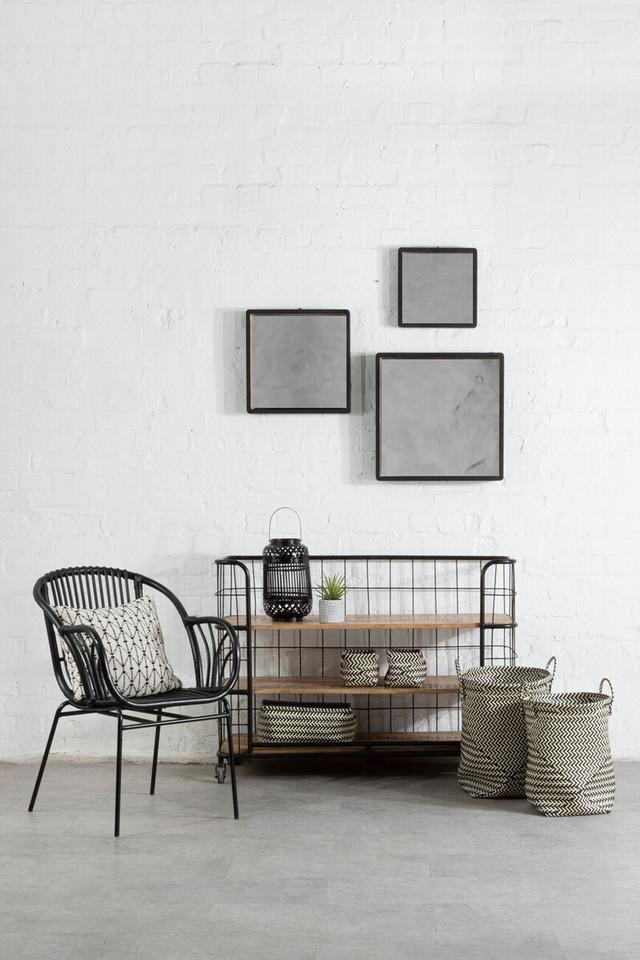Premier Housewares Nautical Set Of Two Black And White Woven Storage Baskets