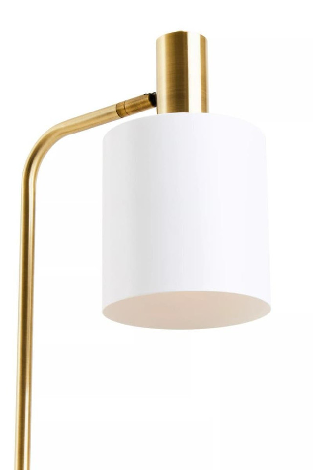 Premier Housewares Newton White Marble And Gold Floor Lamp