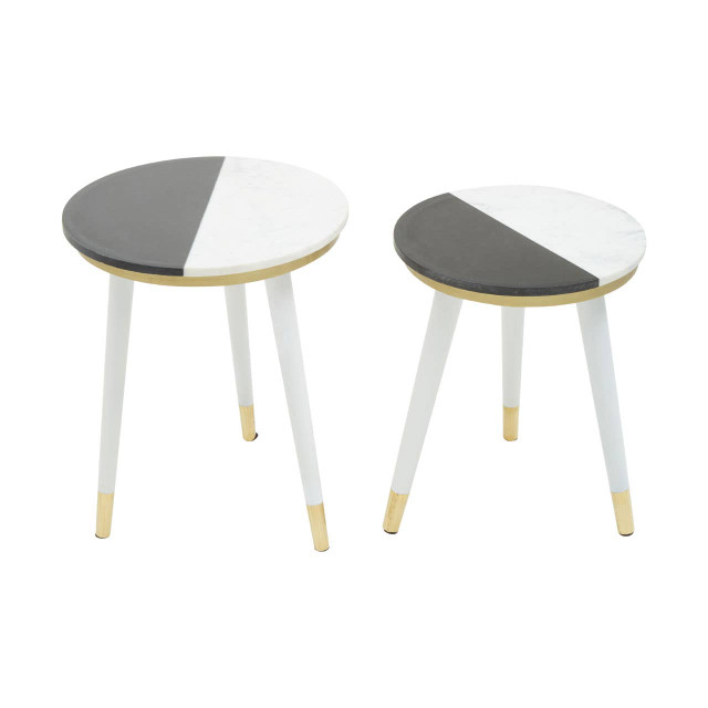 Premier Housewares Nirav Black And White Marble Side Table