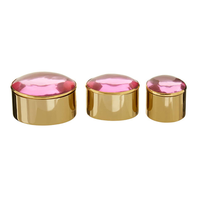 Premier Housewares Nixie Set Of 3 Trinket Boxes With Pink Lids