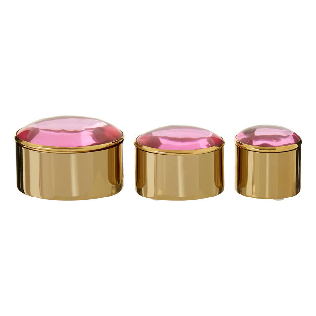 premier housewares Nixie Set of 3 Trinket Boxes with Pink Lids