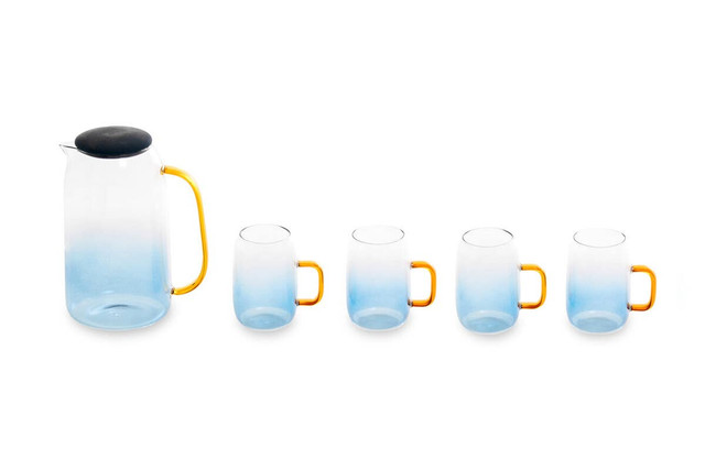 Premier Housewares Noa Glass Ombre Blue Pitcher And Cup Set