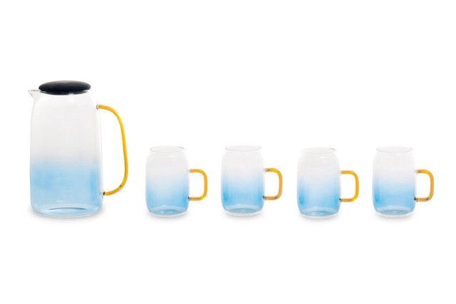 Premier Housewares Noa Glass Ombre Blue Pitcher And Cup Set
