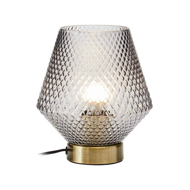 Premier Housewares Noble Grey Smoked Glass Table Lamp