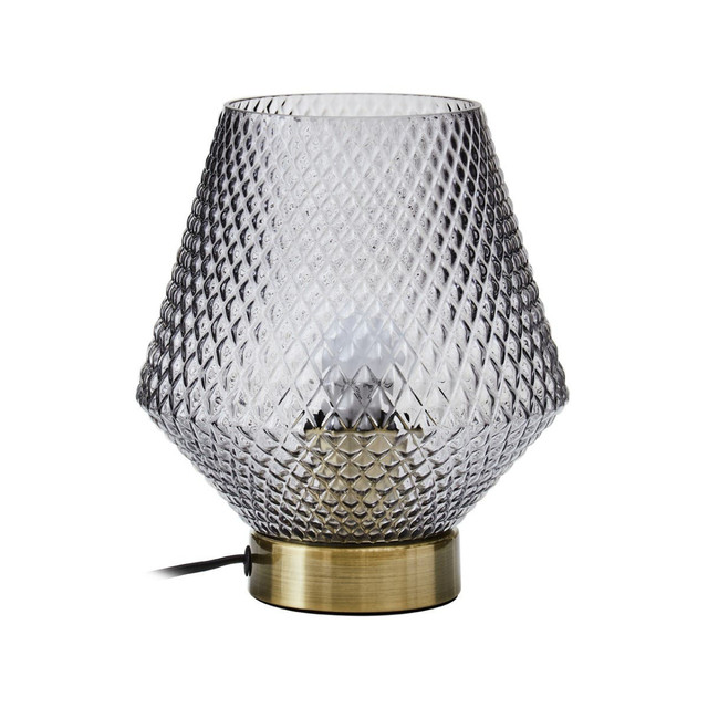 premier housewares Noble Grey Smoked Glass Table Lamp