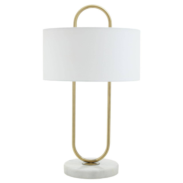Premier Housewares Nolan White Fabric Shade Table Lamp