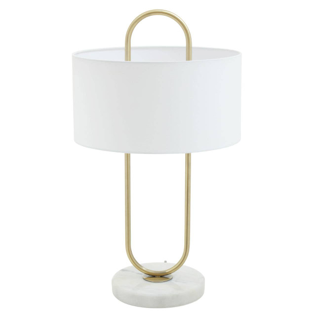 Premier Housewares Nolan White Fabric Shade Table Lamp