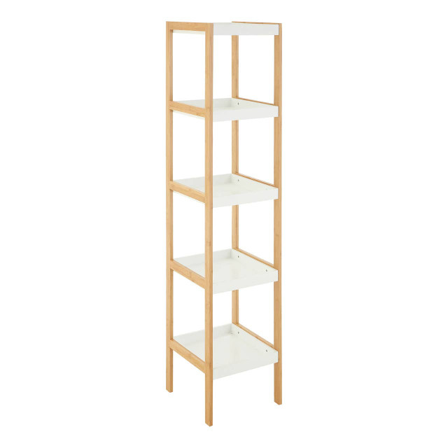 Premier Housewares Nostra Five Tiered White And Natural Shelf Unit