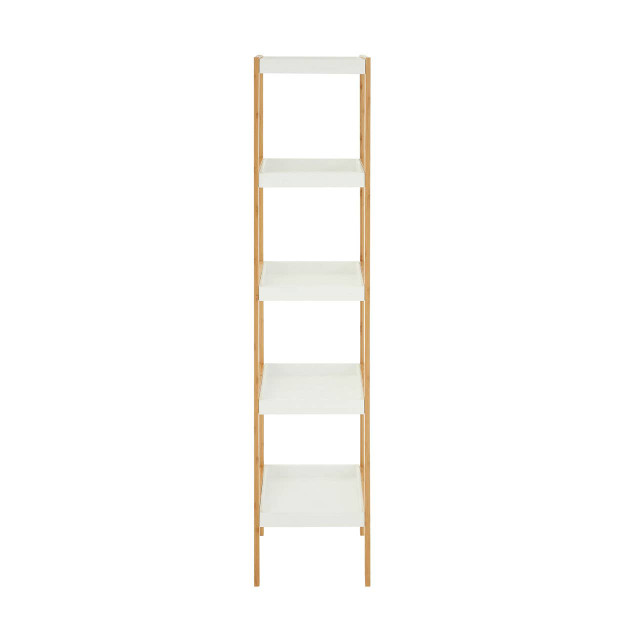 premier housewares Nostra Five Tiered White And Natural Shelf Unit