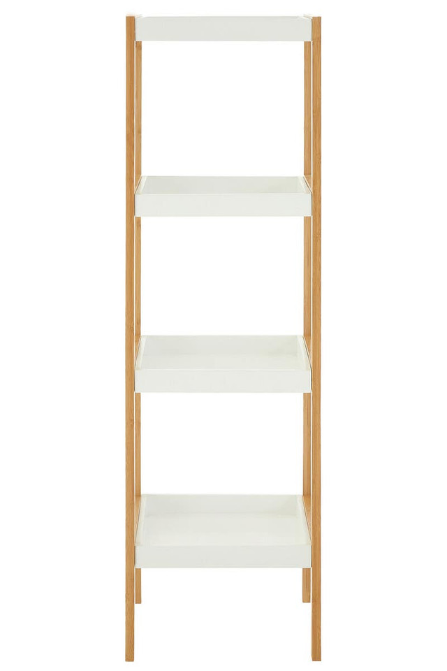 Premier Housewares Nostra Four Tiered White And Natural Shelf Unit