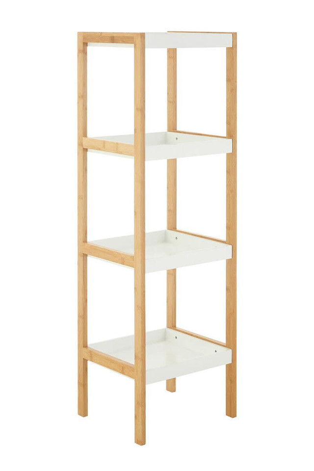 premier housewares Nostra Four Tiered White And Natural Shelf Unit