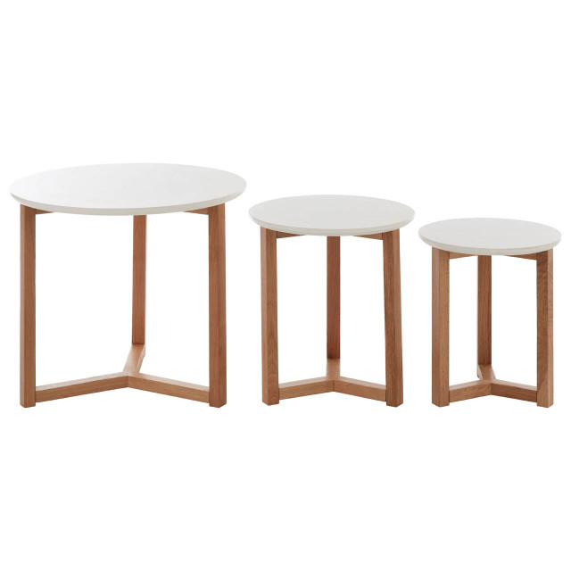Premier Housewares Nostra Set Of 3 Side Tables With White Tops