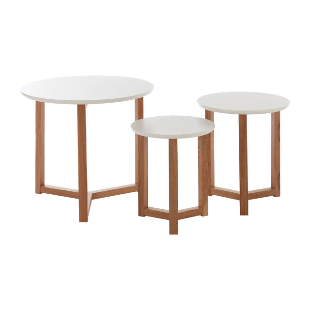 Premier Housewares Nostra Set Of 3 Side Tables With White Tops