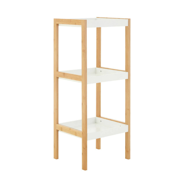 Premier Housewares Nostra Three Tiered White And Natural Shelf Unit