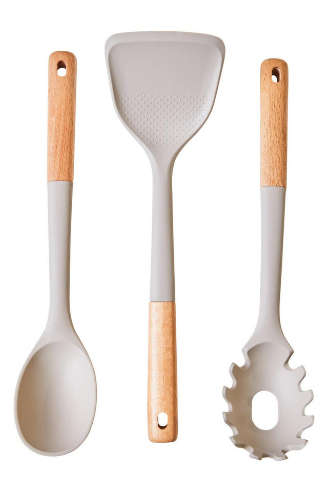 Premier Housewares Nova 3pc Kitchen Tool Set With Stone Grey Silicone Heads