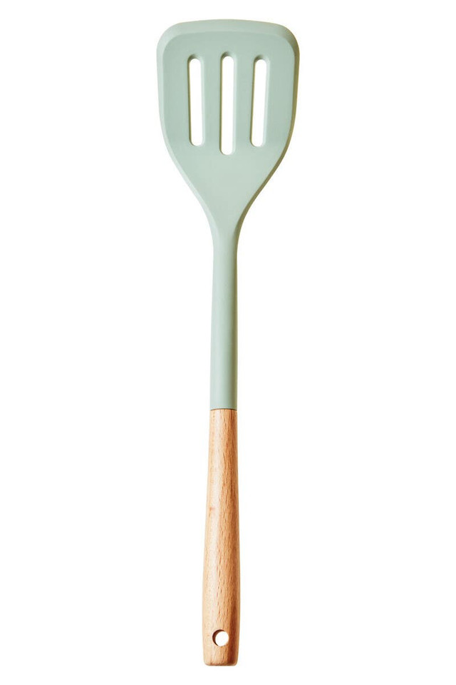 Premier Housewares Nova Sage Green Silicone Slotted Turner With Wood Handle