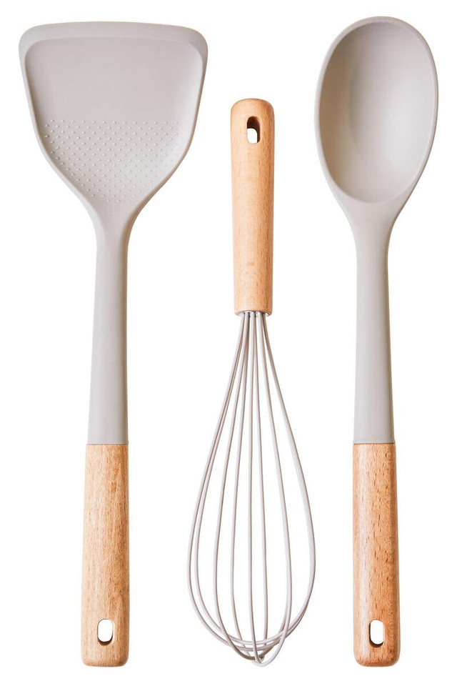 Premier Housewares Nova Stone Grey Silicone Head 3pc Kitchen Tool Set