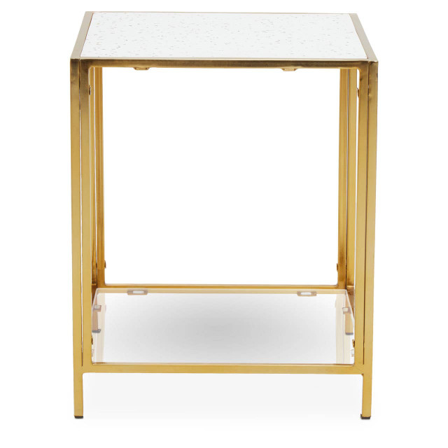Premier Housewares Novi Glass Top And Gold Frame Side Table