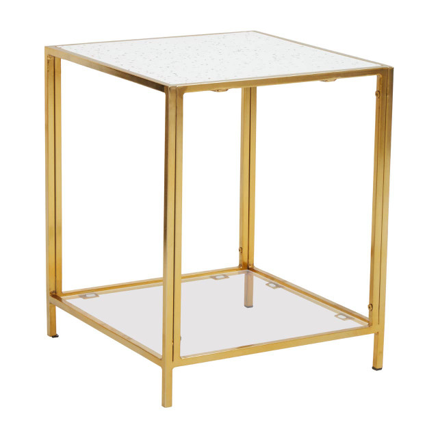 Premier Housewares Novi Glass Top And Gold Frame Side Table