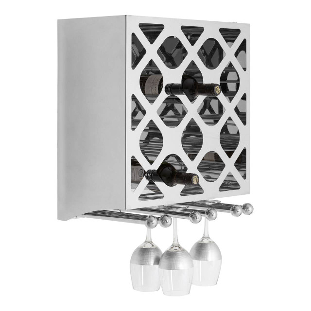 Premier Housewares Novo 12 Bottle Silver Finish Wine Rack